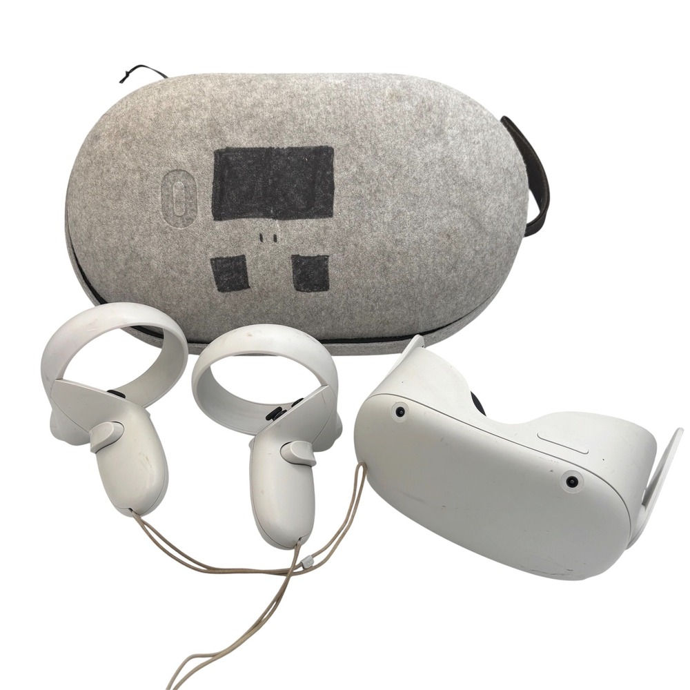 Meta Quest 2 VR Headset White 128GB w/ Controllers & Carrying Case No Head Strap